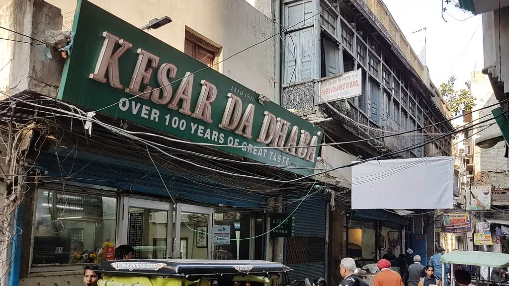 The shopfront of Kesar da Dhaba, a century-old eatery in Amritsar